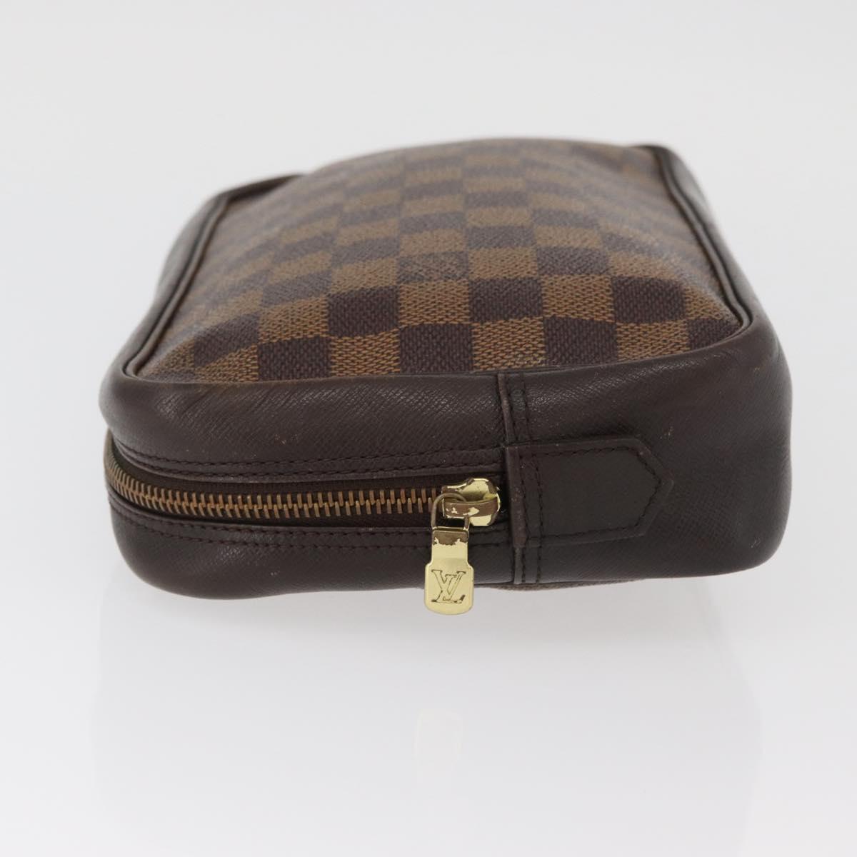 LOUIS VUITTON Damier Ebene Trousse Toilette 25 Clutch Bag N47624 LV Auth BAZ229