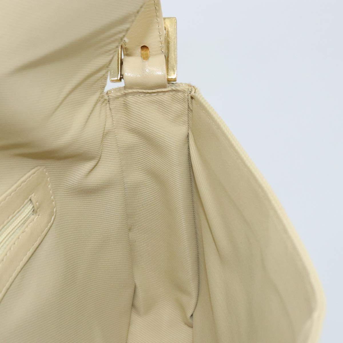 FENDI Mamma Baguette Shoulder Bag Canvas Beige Gold Auth BAZ238A