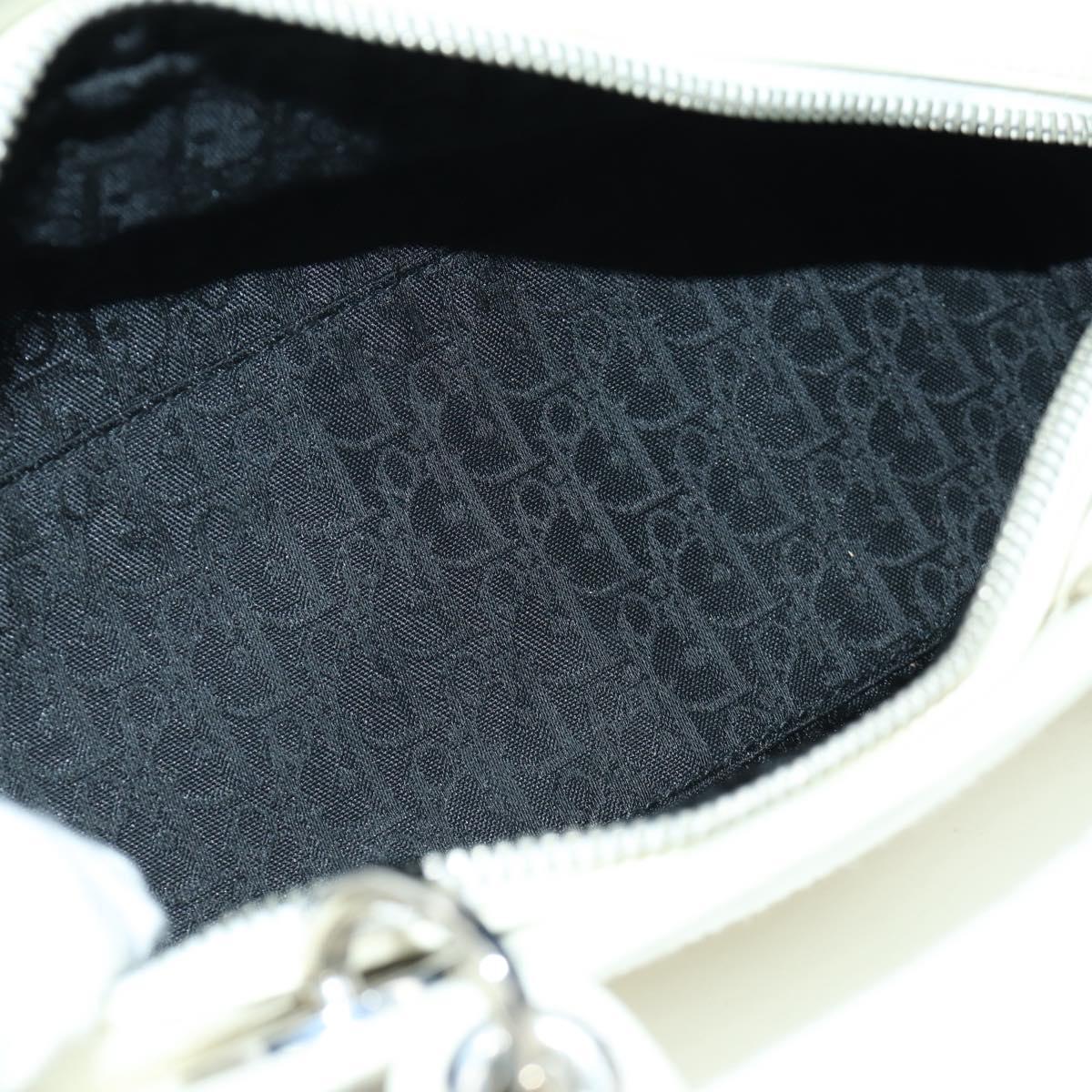 Christian Dior Canage Mini Hand Bag Leather White Silver Auth BAZ240SAV