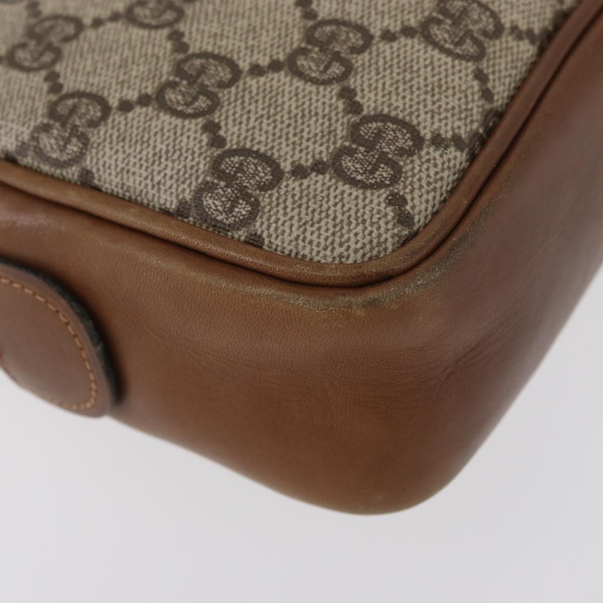 GUCCI GG Supreme Clutch Bag PVC Beige Gold Auth BAZ247A