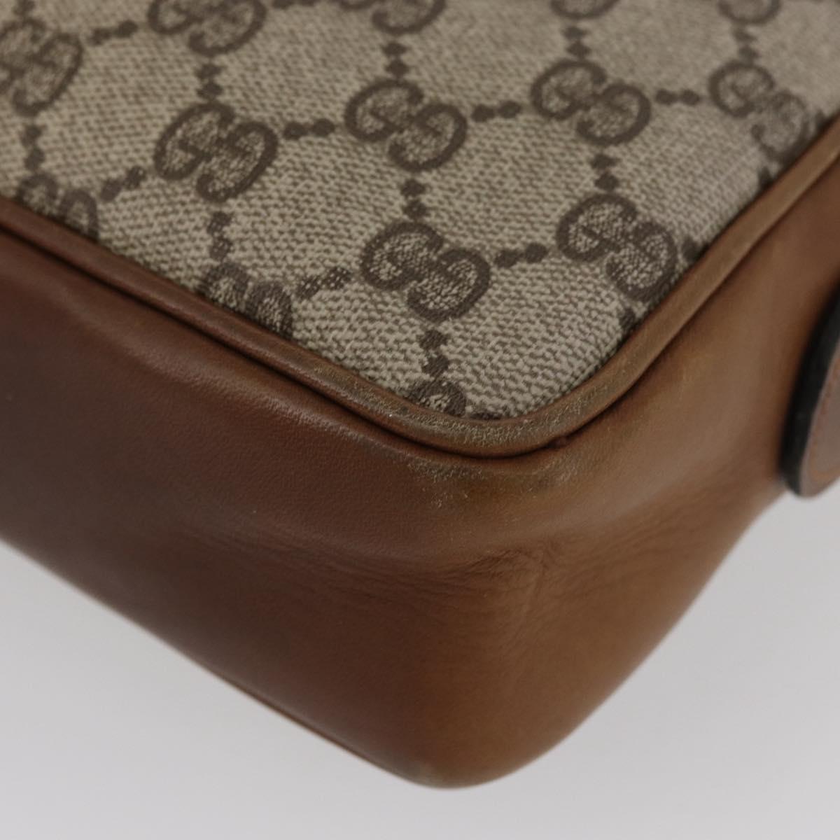 GUCCI GG Supreme Clutch Bag PVC Beige Gold Auth BAZ247A