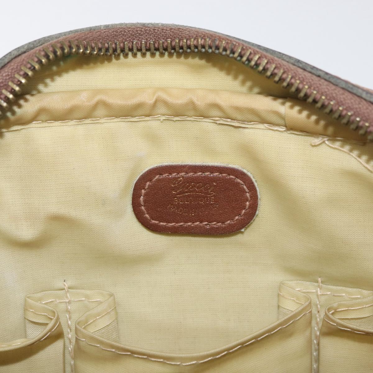 GUCCI GG Supreme Clutch Bag PVC Beige Gold Auth BAZ247A