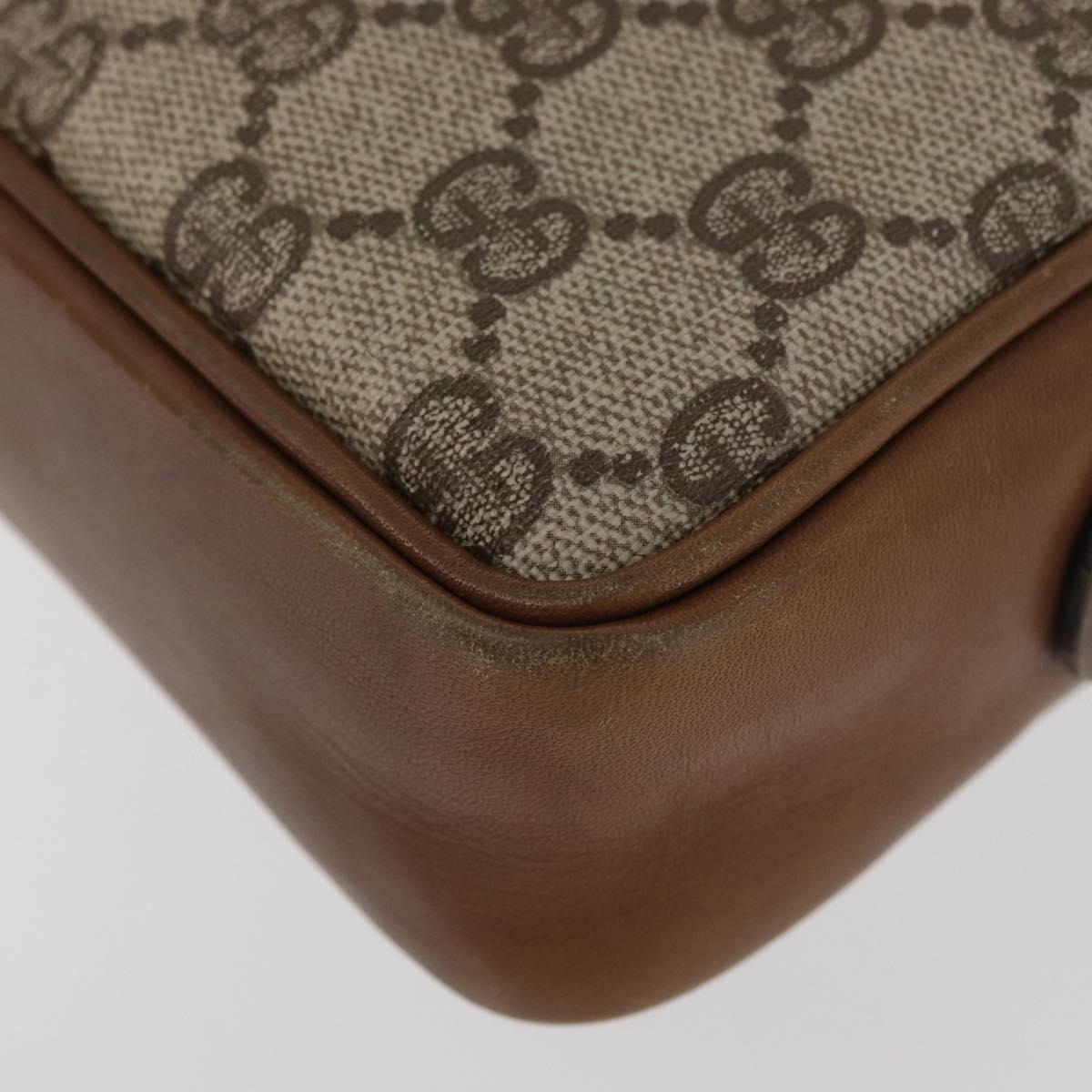 GUCCI GG Supreme Clutch Bag PVC Beige Gold Auth BAZ247A
