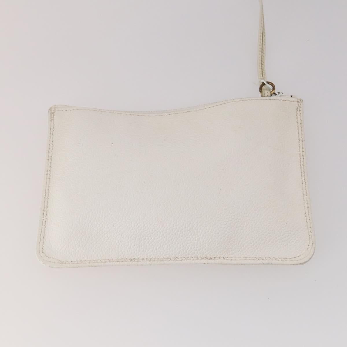 CHANEL Triple Coco Backpack Caviar Skin White Gold CC Auth BAZ250A