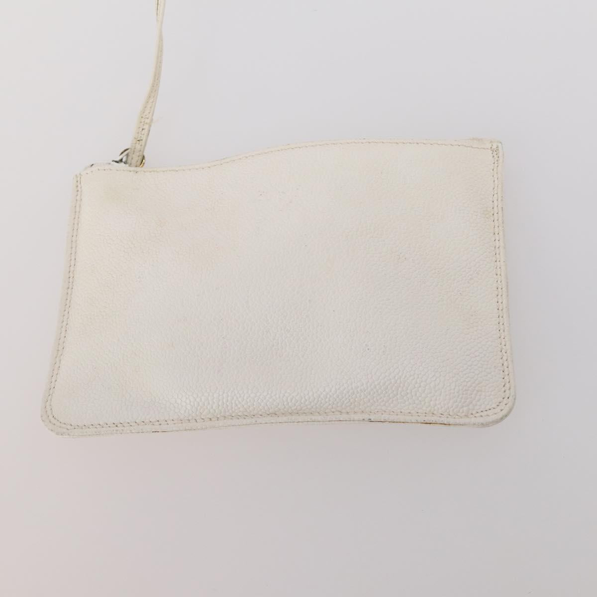 CHANEL Triple Coco Backpack Caviar Skin White Gold CC Auth BAZ250A