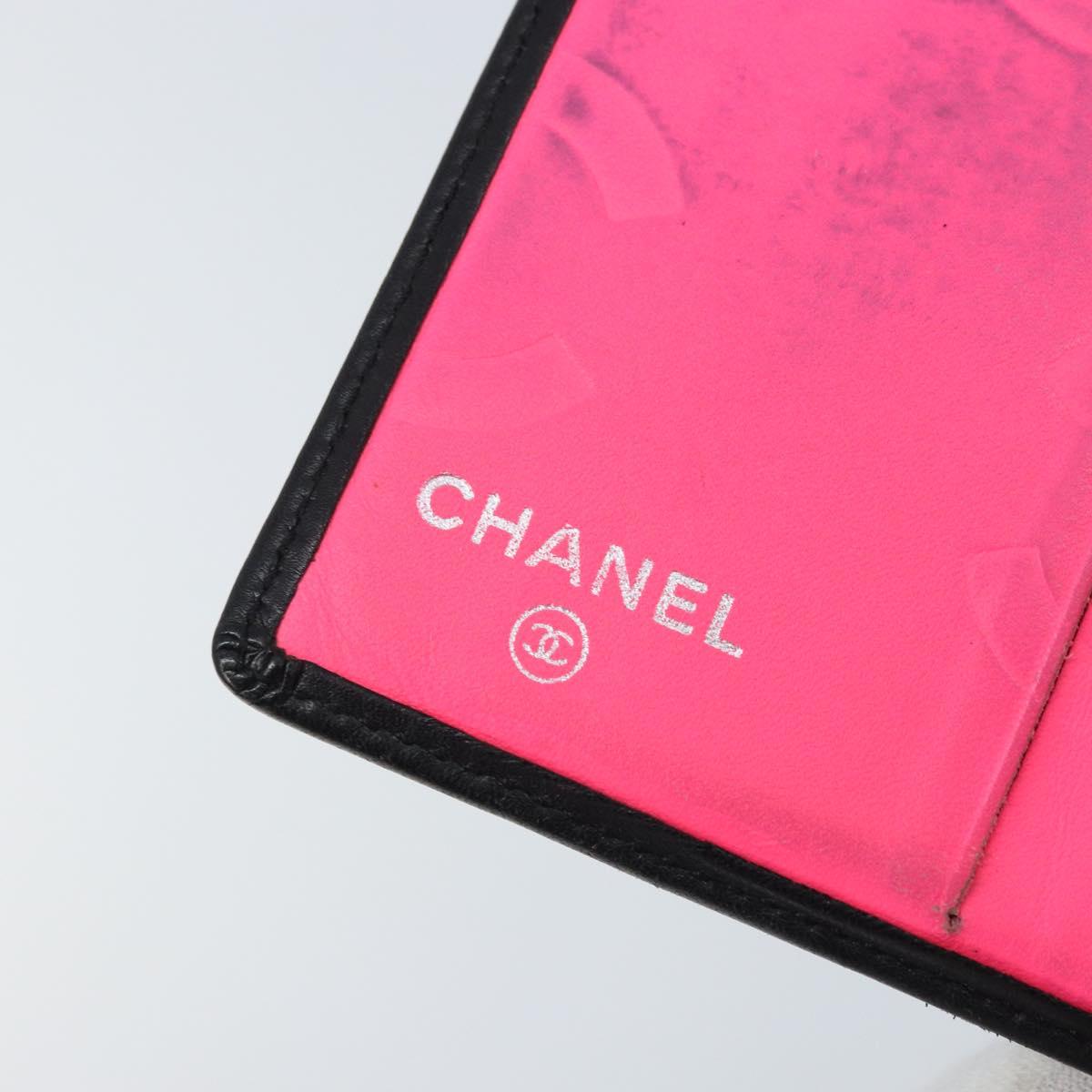CHANEL Matelasse Cambon Line Bifold Wallet Leather Black Silver CC Auth BAZ259A
