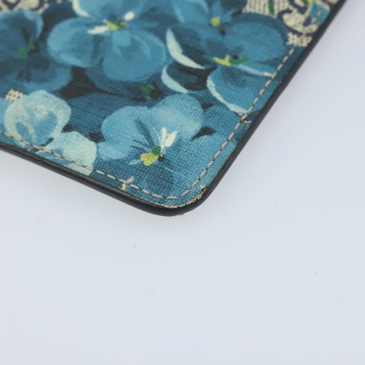 GUCCI GG Blooms Card Case PVC Beige Silver Auth BAZ267A