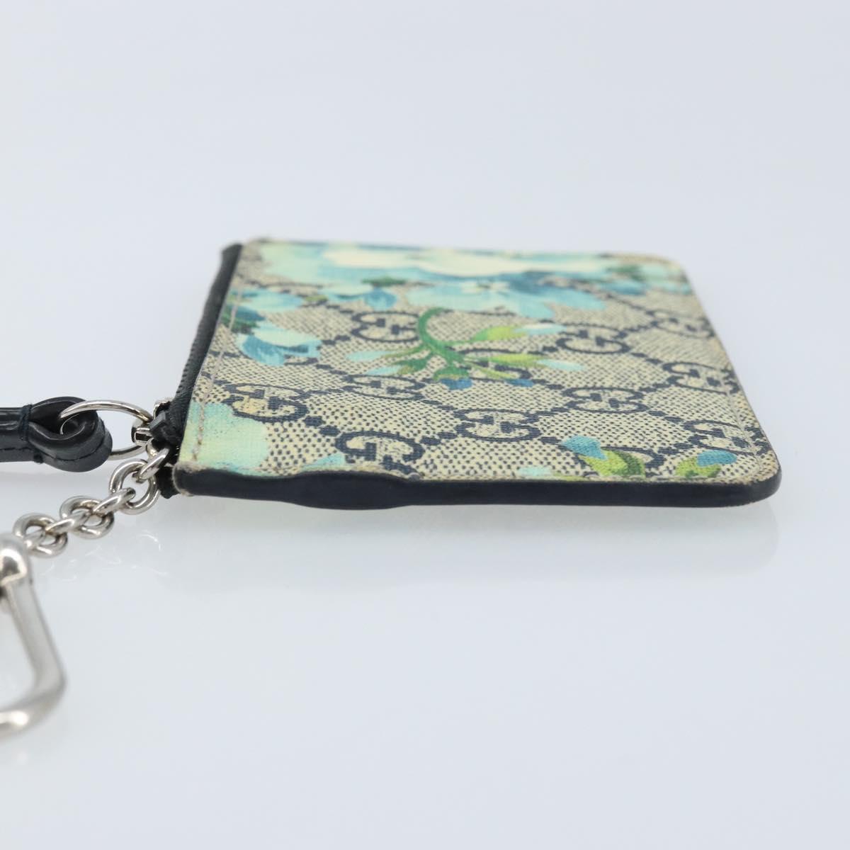 GUCCI GG Blooms Card Case PVC Beige Silver Auth BAZ267A