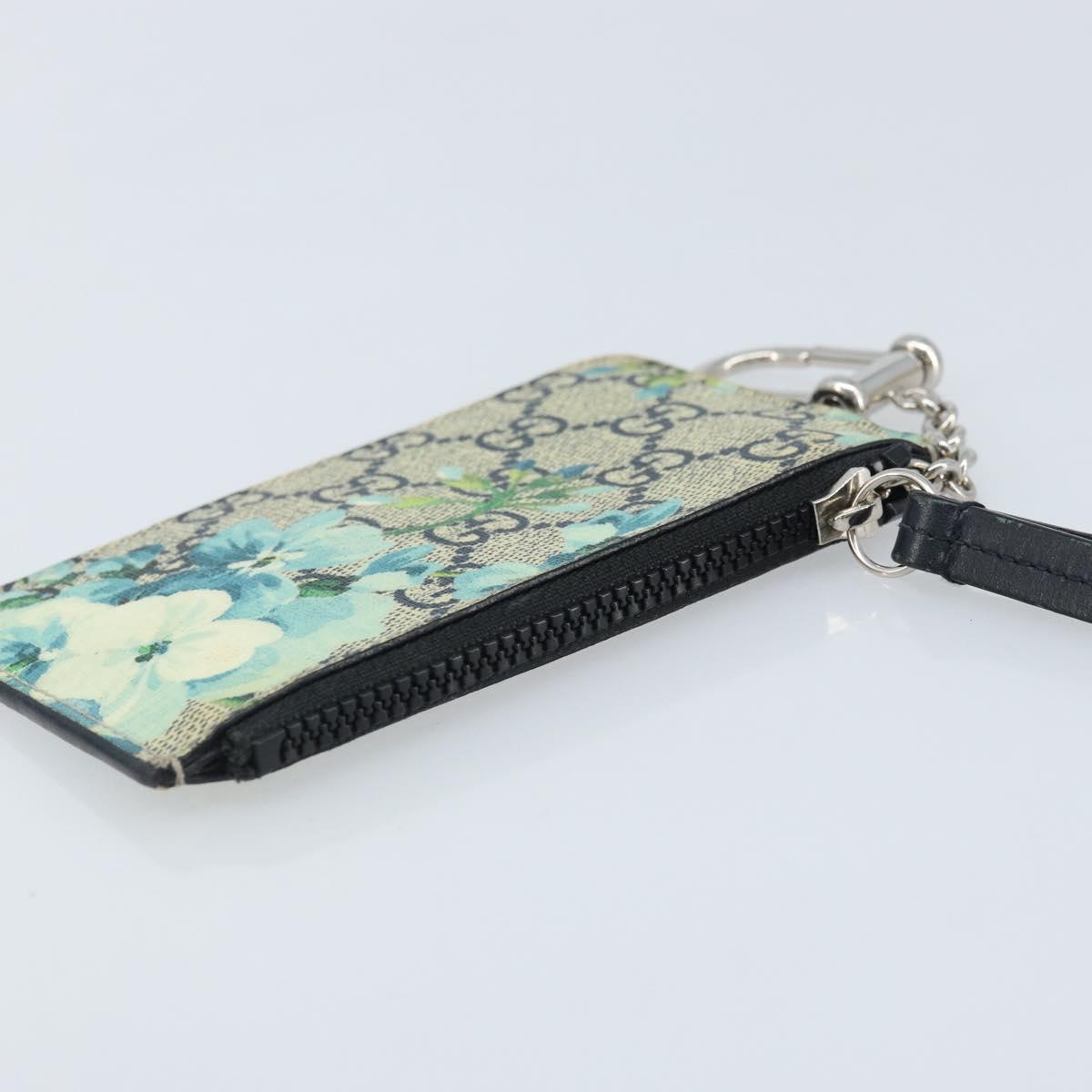 GUCCI GG Blooms Card Case PVC Beige Silver Auth BAZ267A