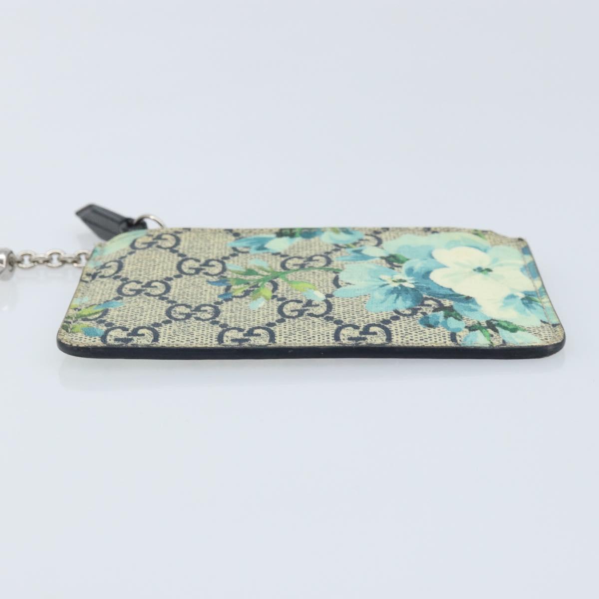 GUCCI GG Blooms Card Case PVC Beige Silver Auth BAZ267A