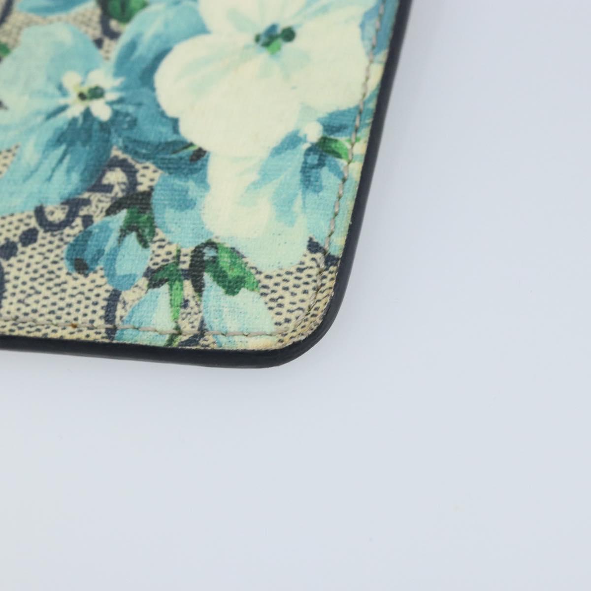 GUCCI GG Blooms Card Case PVC Beige Silver Auth BAZ267A