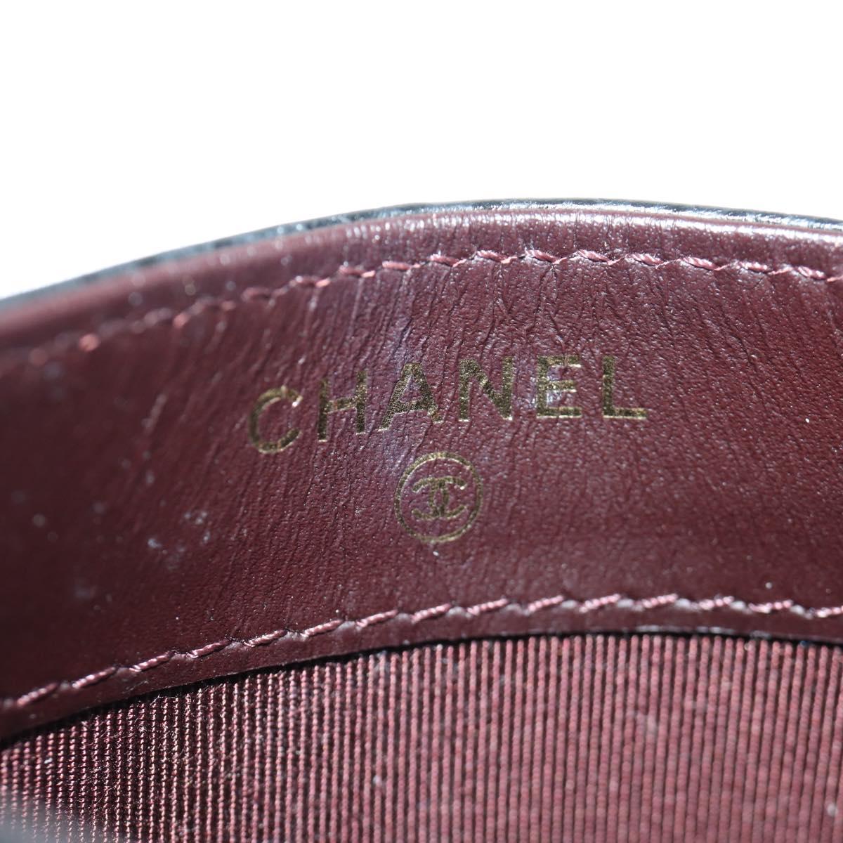 CHANEL Matelasse Card Case Caviar Skin Black Gold CC Auth BAZ272M