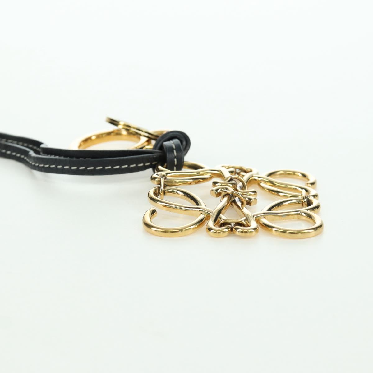 LOEWE Anagram Charm Leather Black Gold Auth BAZ275M