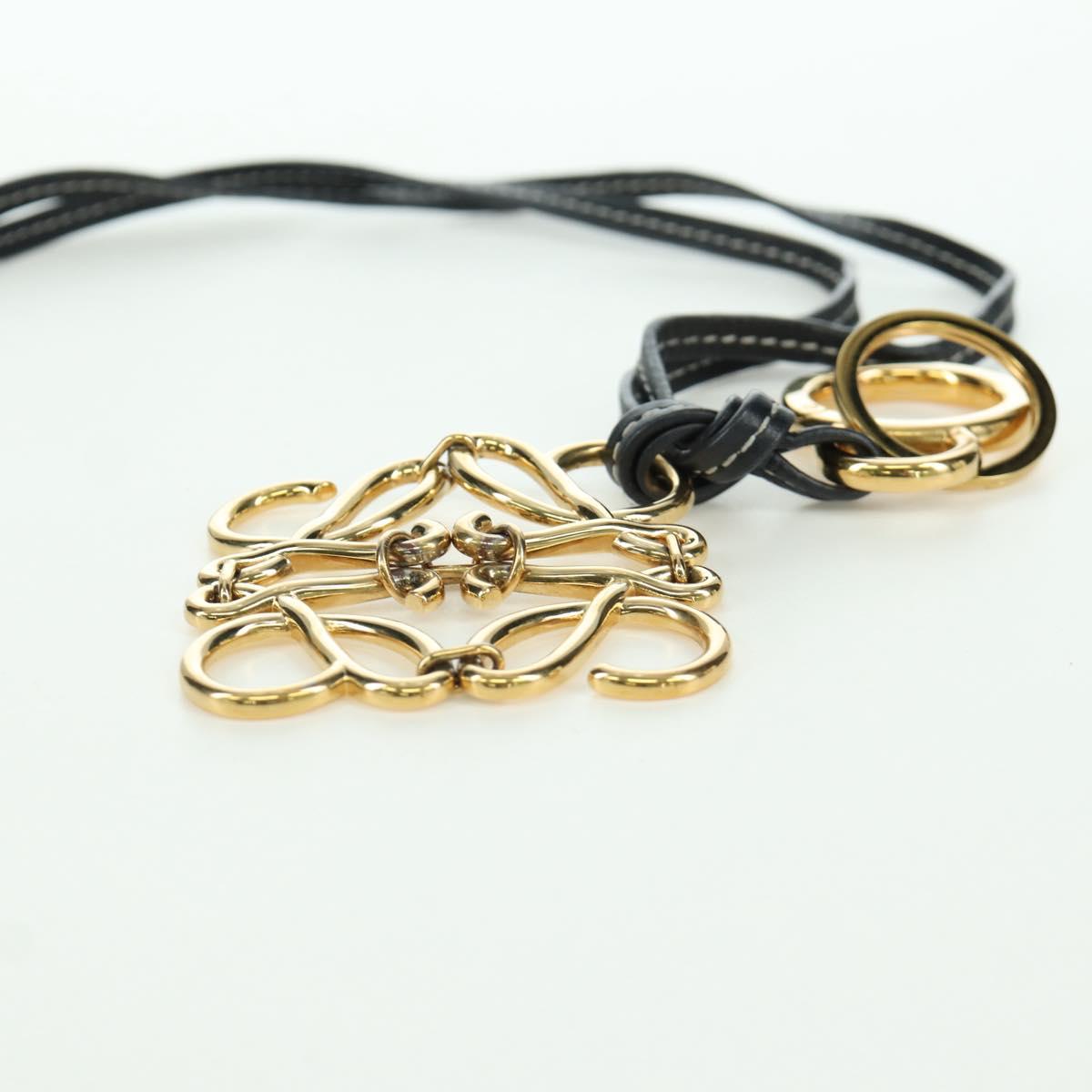 LOEWE Anagram Charm Leather Black Gold Auth BAZ275M
