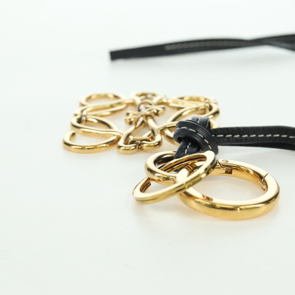 LOEWE Anagram Charm Leather Black Gold Auth BAZ275M