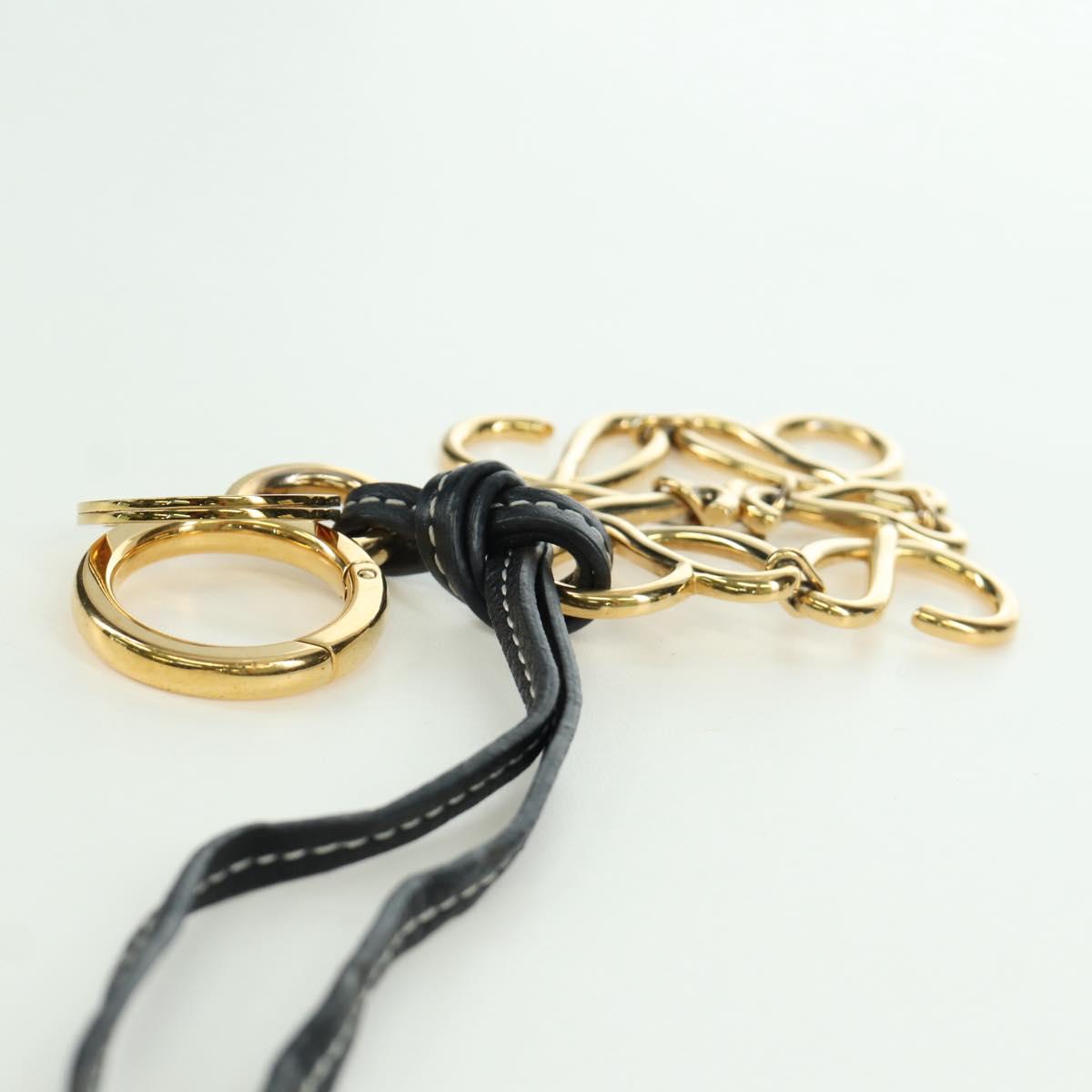 LOEWE Anagram Charm Leather Black Gold Auth BAZ275M