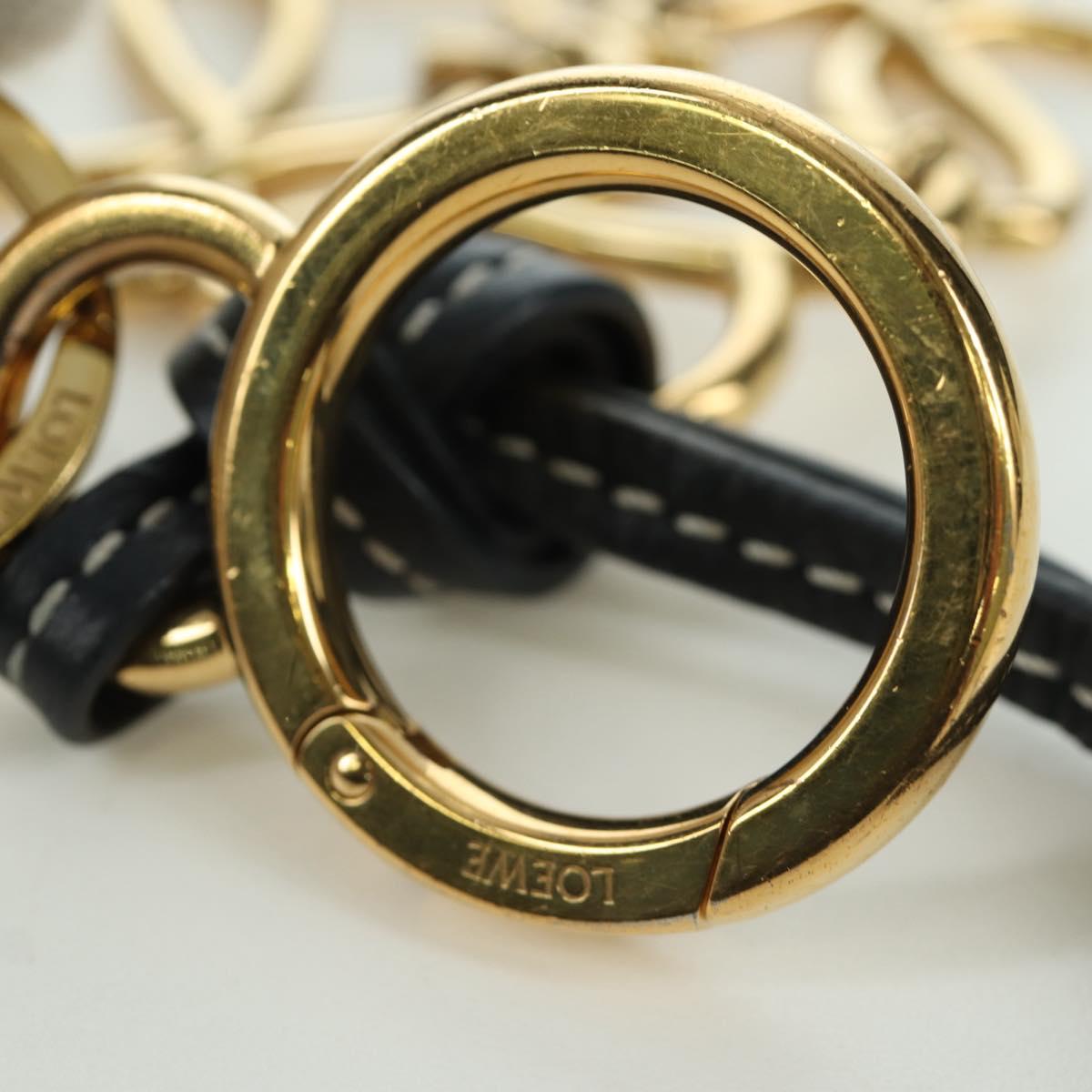 LOEWE Anagram Charm Leather Black Gold Auth BAZ275M