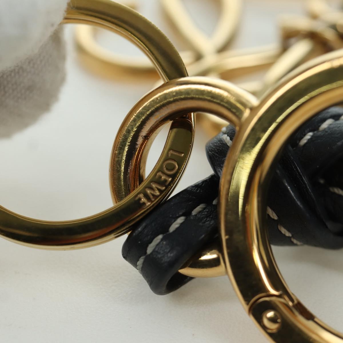 LOEWE Anagram Charm Leather Black Gold Auth BAZ275M