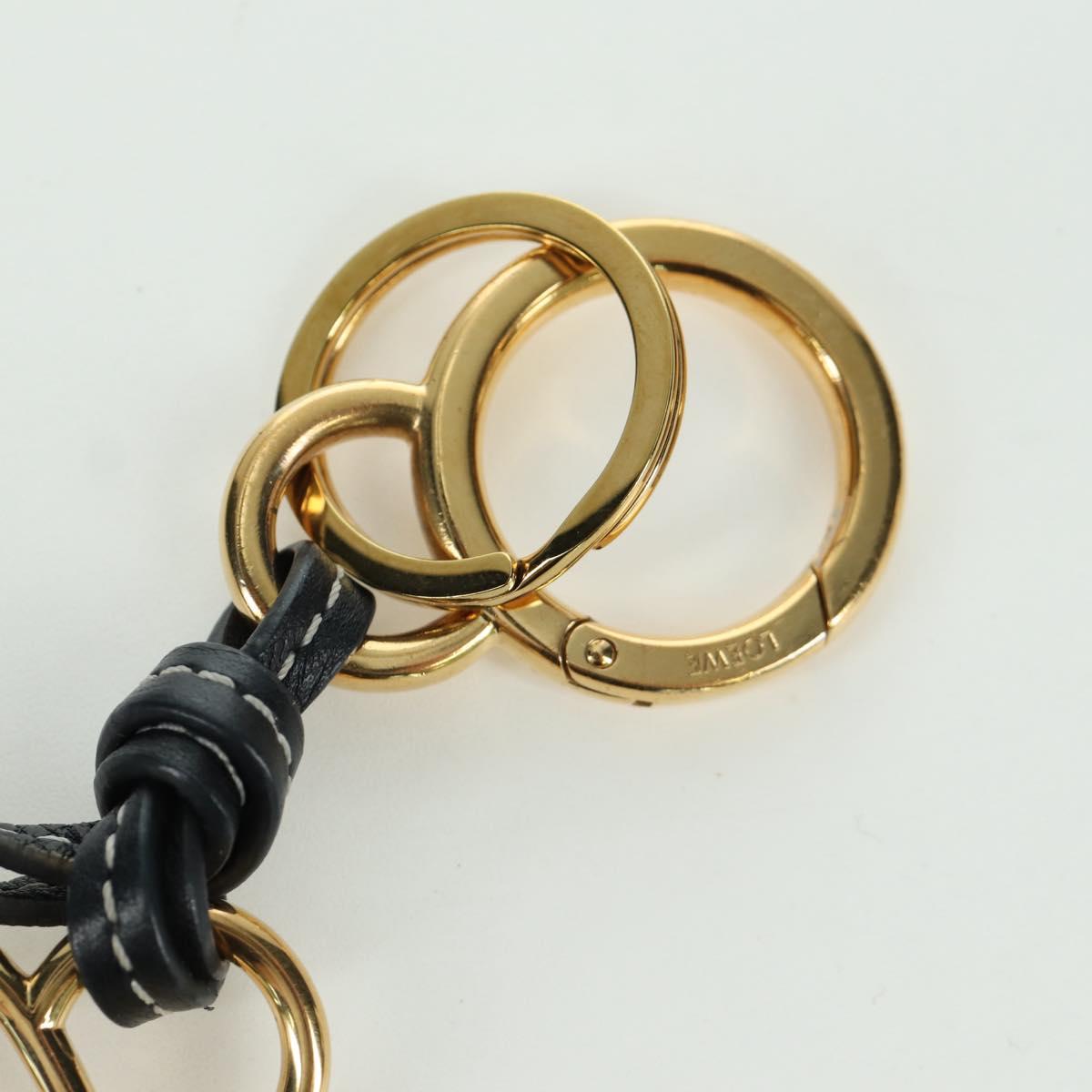LOEWE Anagram Charm Leather Black Gold Auth BAZ275M