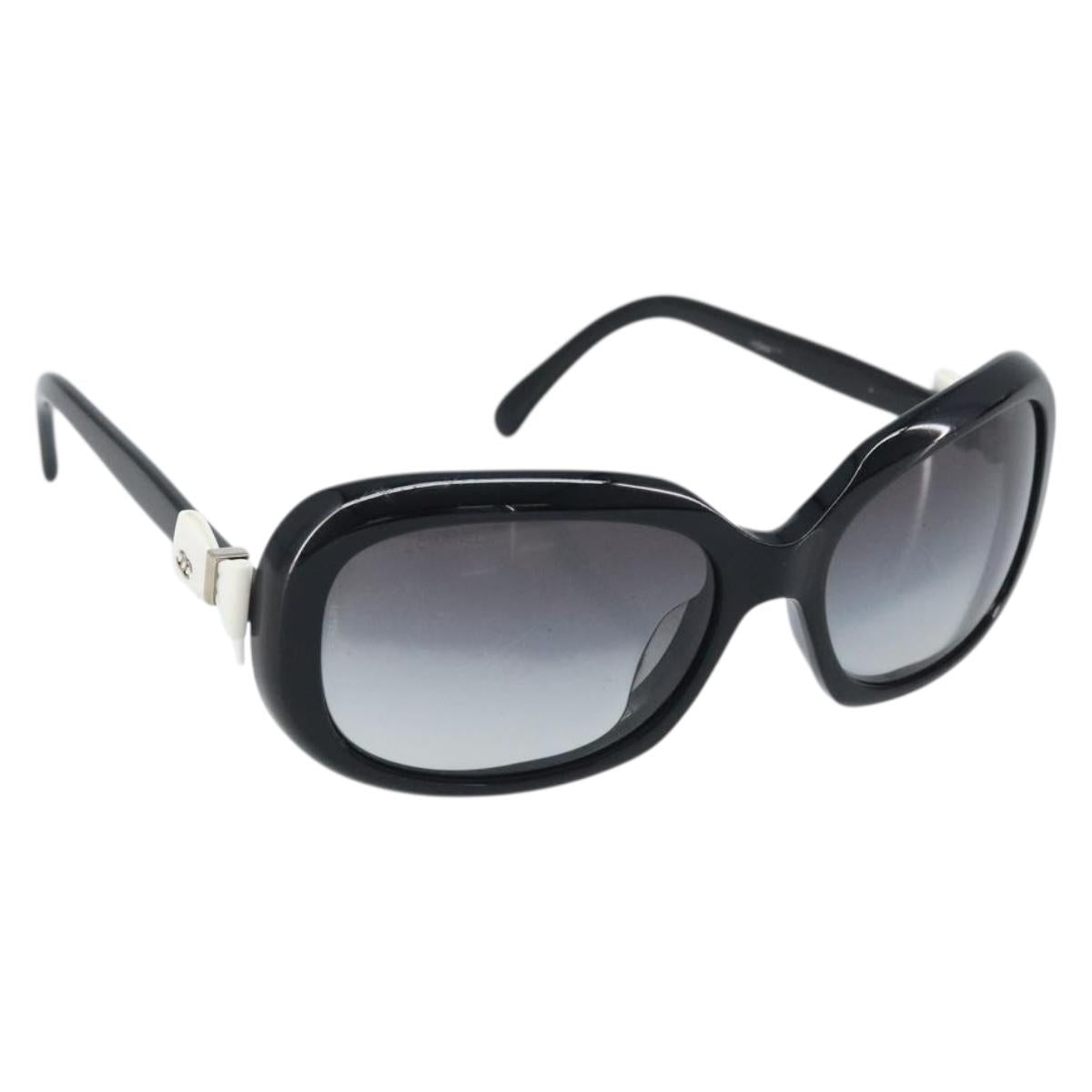 CHANEL Sunglasses plastic Black CC Auth BAZ278