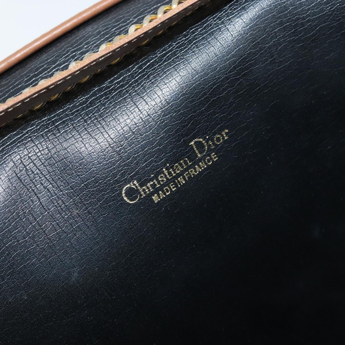 Christian Dior Honeycomb Canvas Chain Shoulder Bag PVC Gray Gold Auth BAZ279