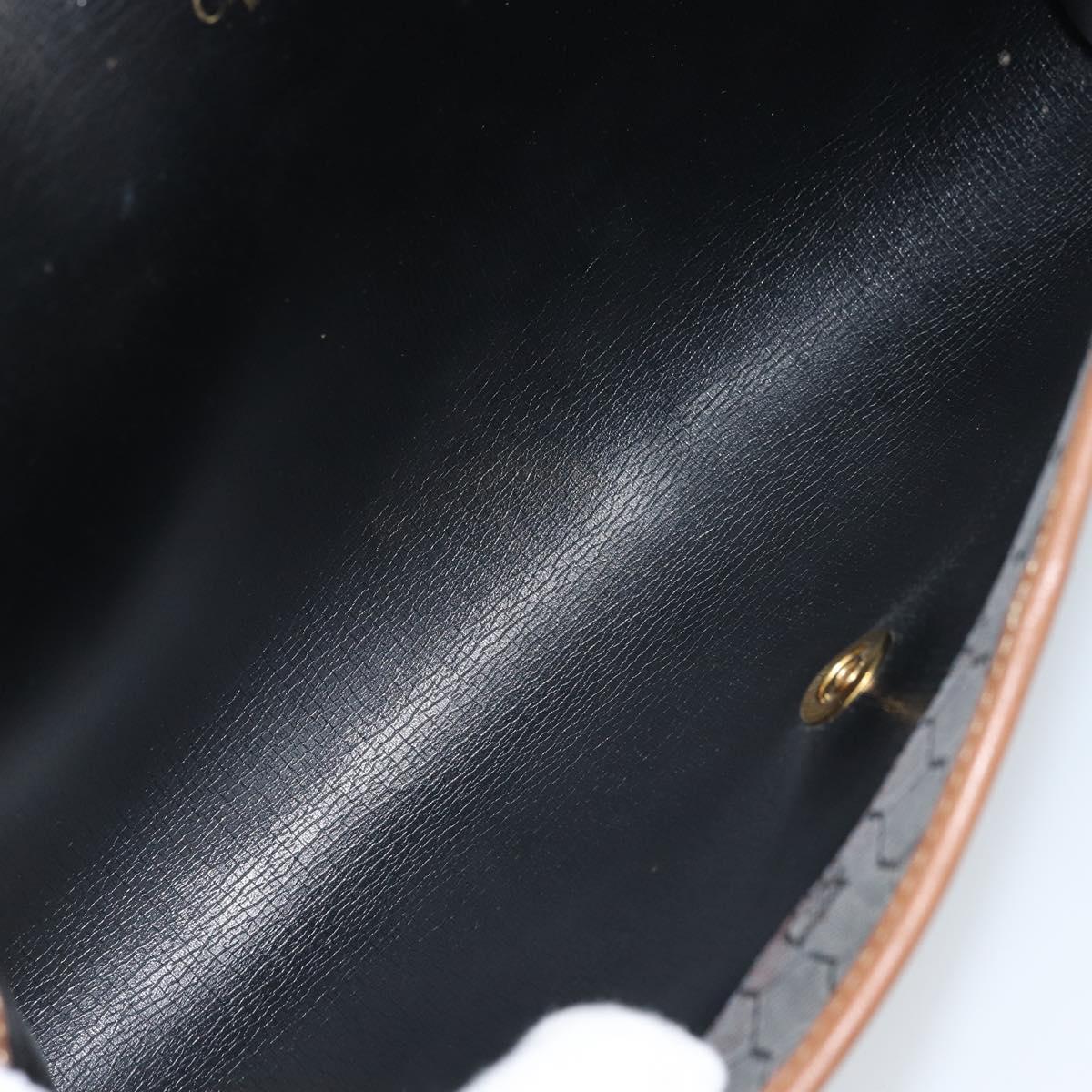 Christian Dior Honeycomb Canvas Chain Shoulder Bag PVC Gray Gold Auth BAZ279