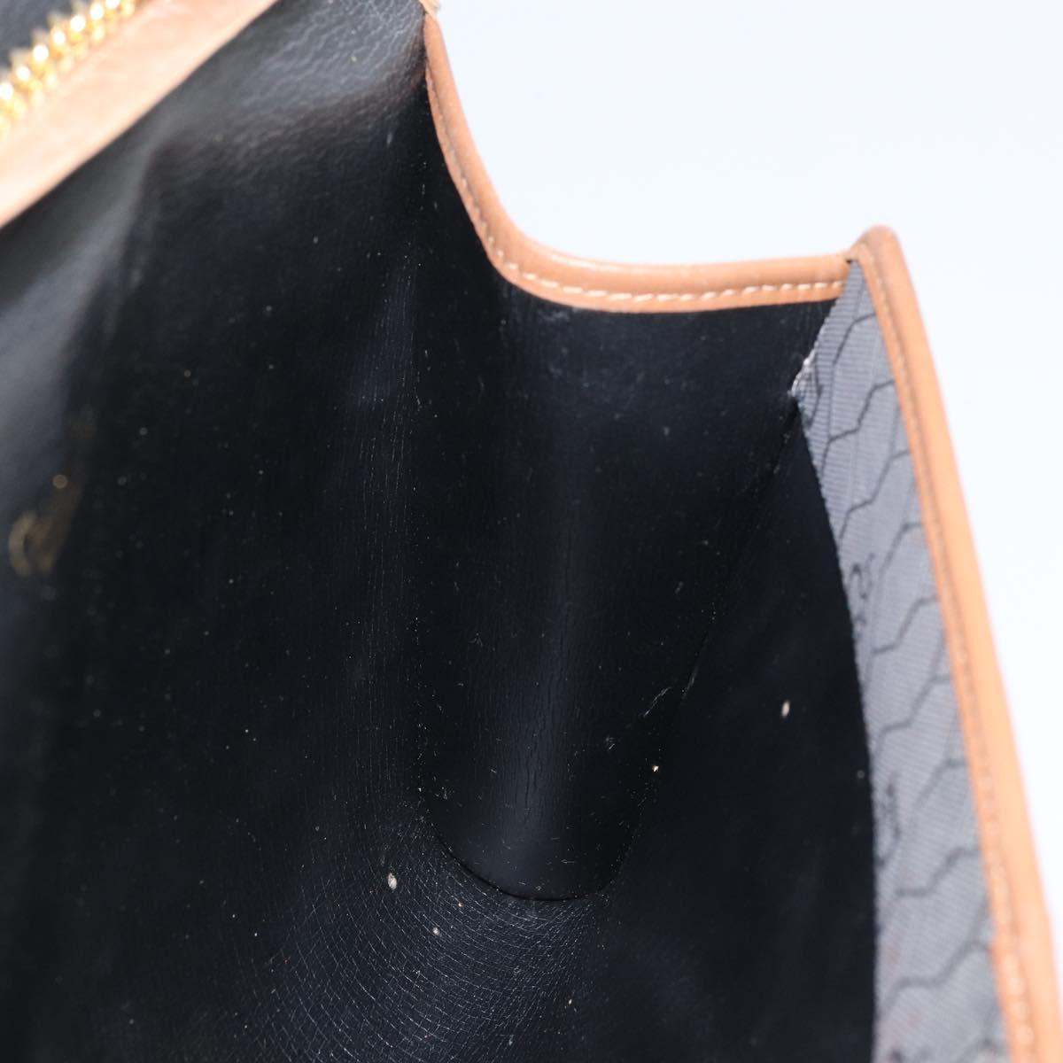 Christian Dior Honeycomb Canvas Chain Shoulder Bag PVC Gray Gold Auth BAZ279