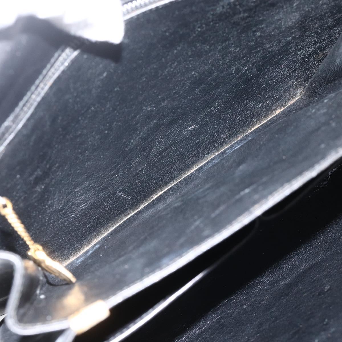 CELINE Shoulder Bag Leather Black Gold Auth BAZ288