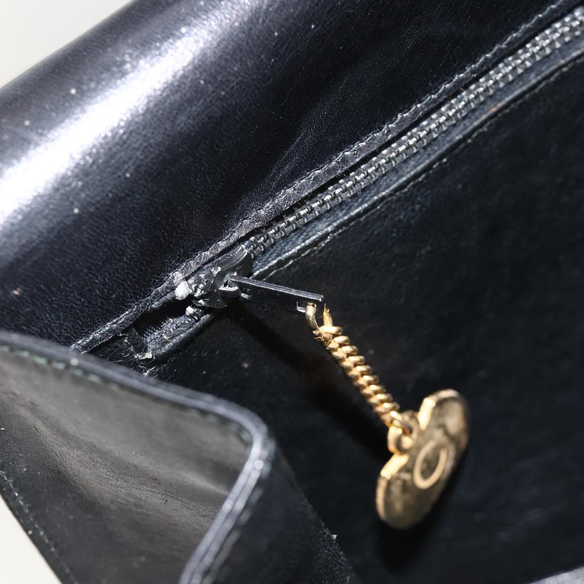 CELINE Shoulder Bag Leather Black Gold Auth BAZ288