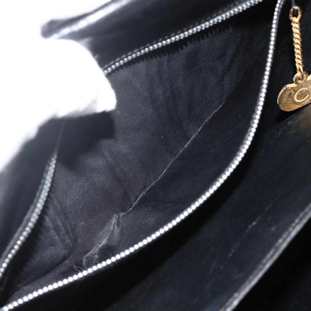 CELINE Shoulder Bag Leather Black Gold Auth BAZ288