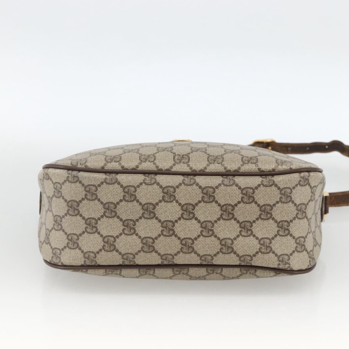 GUCCI GG Supreme Web Sherry Line Bag PVC Beige Gold 164 02 077 Auth BAZ289