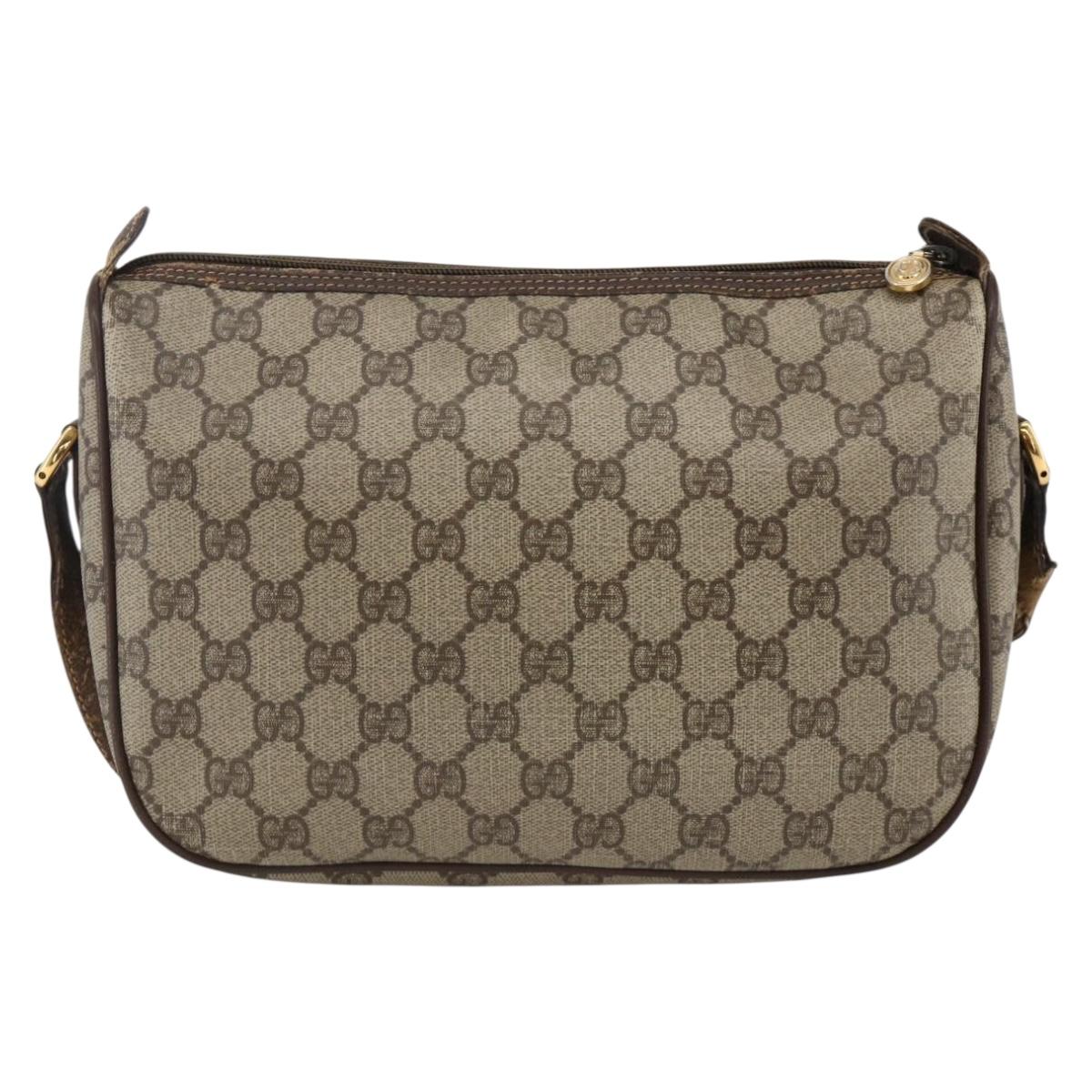 GUCCI GG Supreme Web Sherry Line Bag PVC Beige Gold 164 02 077 Auth BAZ289