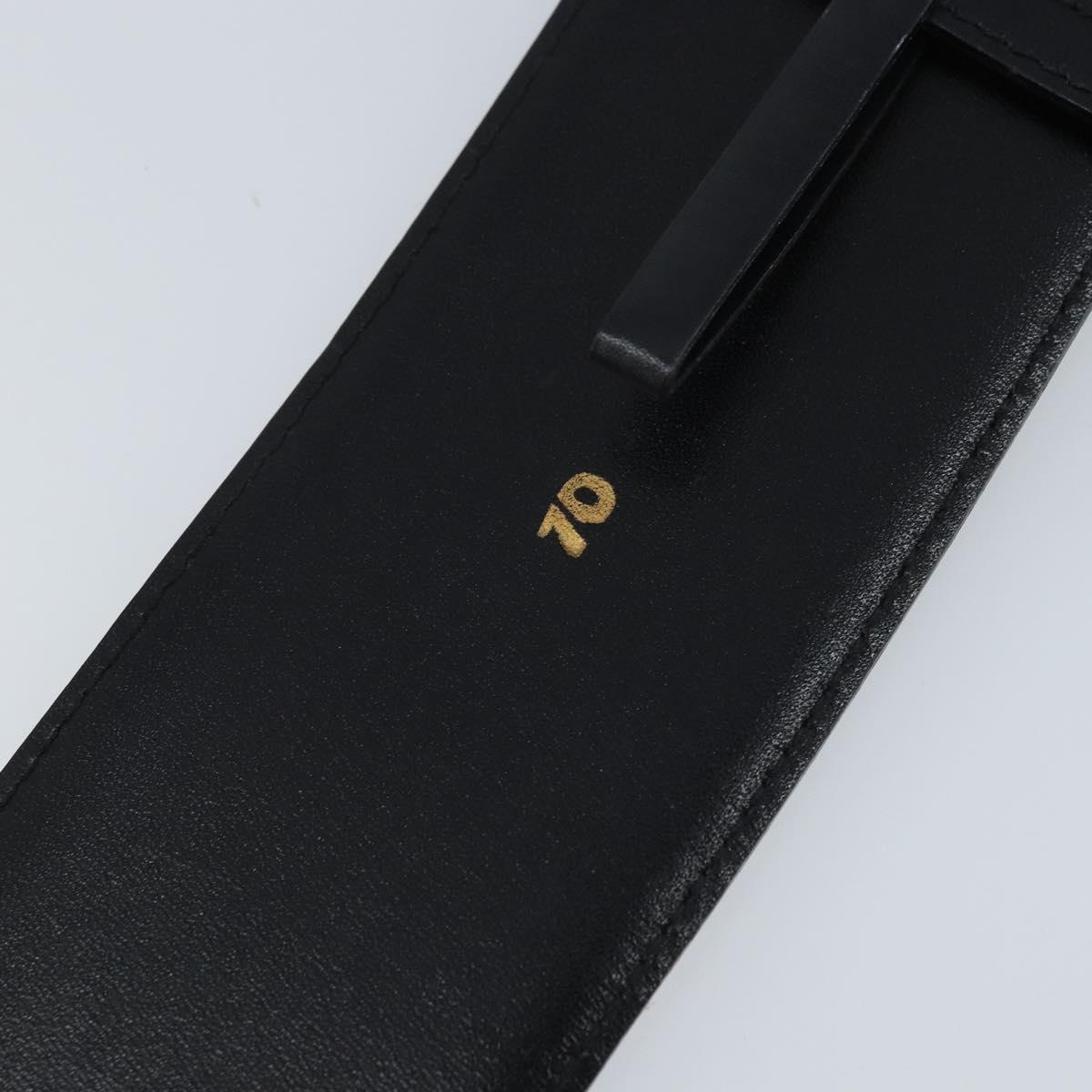 CELINE Circle Belt Leather 34.3"" Black Gold Auth BAZ290A