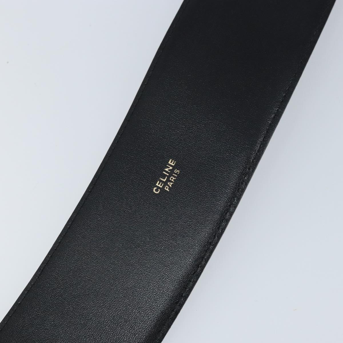 CELINE Circle Belt Leather 34.3"" Black Gold Auth BAZ290A