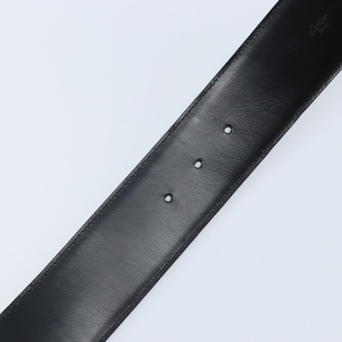 CARTIER Trinity Belt Leather 34.3"" Black Gold Auth BAZ291