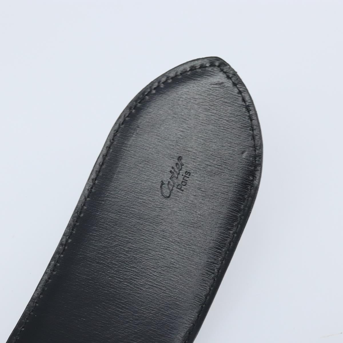CARTIER Trinity Belt Leather 34.3"" Black Gold Auth BAZ291