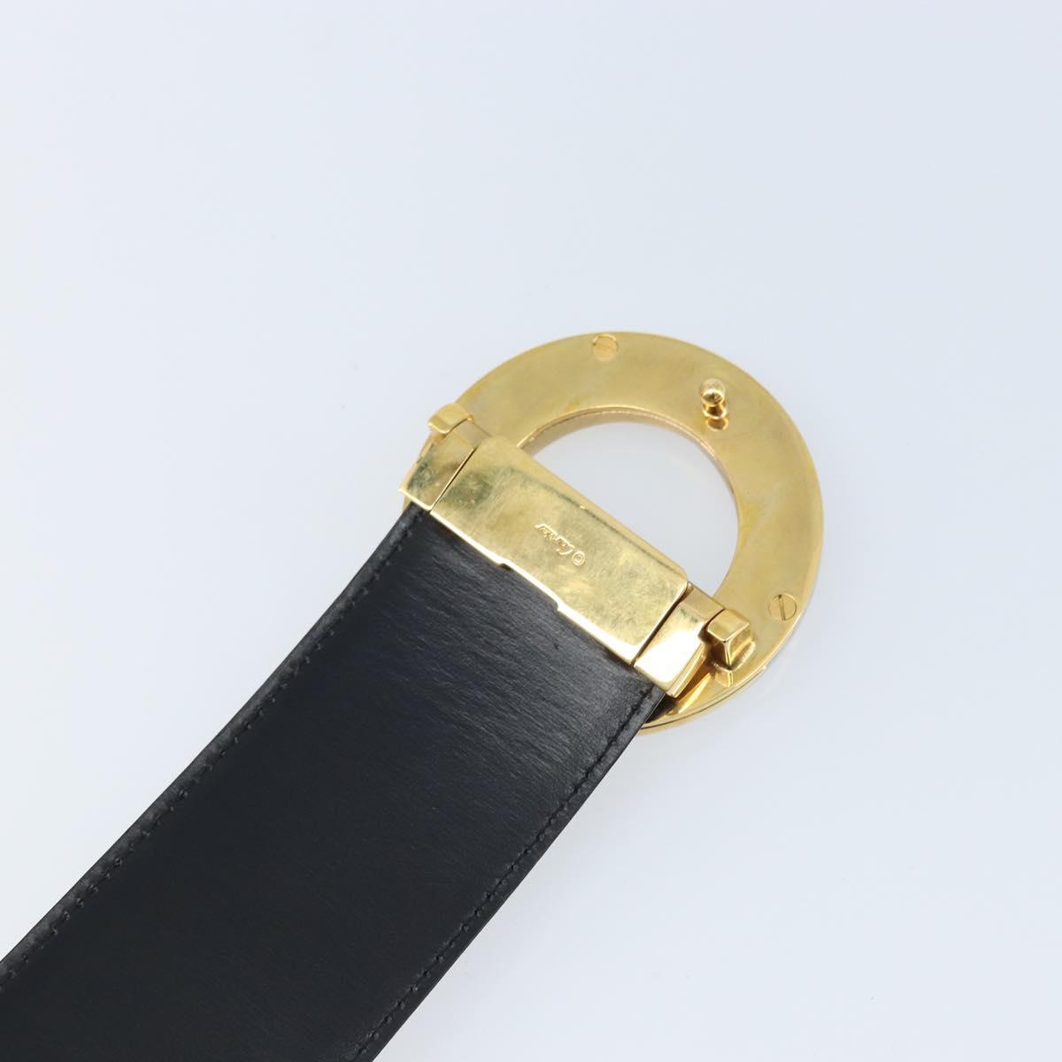 CARTIER Trinity Belt Leather 34.3"" Black Gold Auth BAZ291