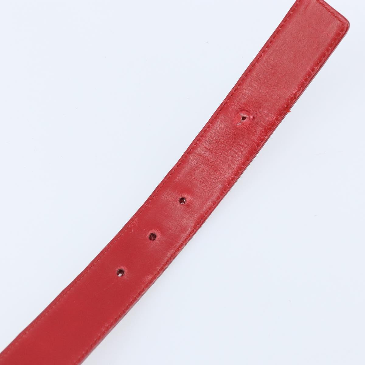 GUCCI Belt Leather 39.4"" Red Gold Auth BAZ292