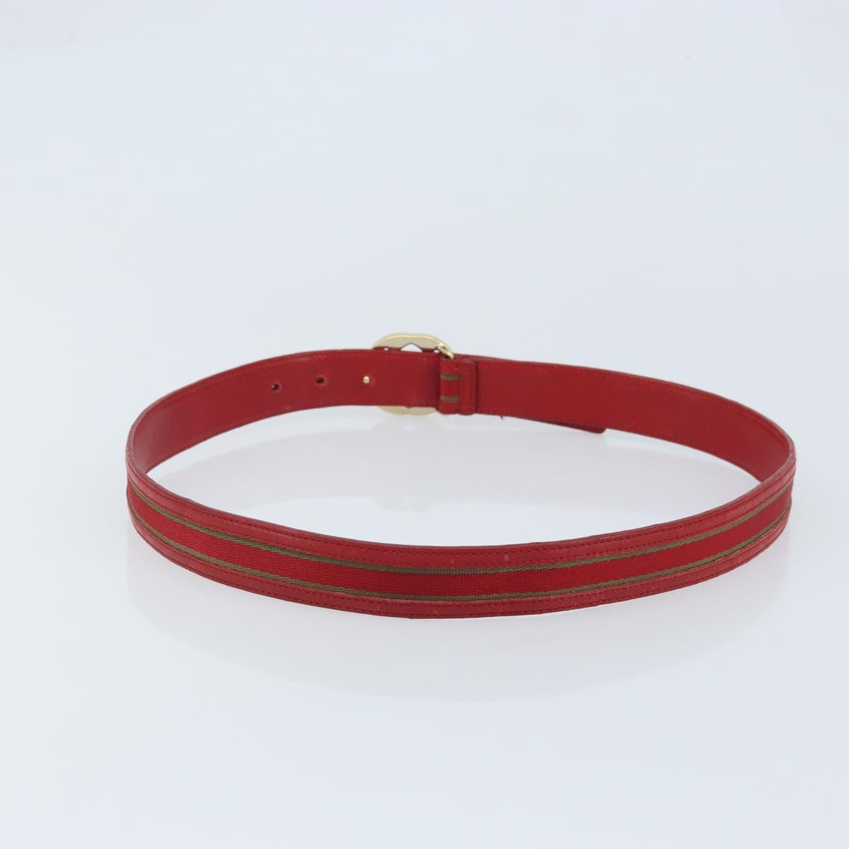 GUCCI Belt Leather 39.4"" Red Gold Auth BAZ292