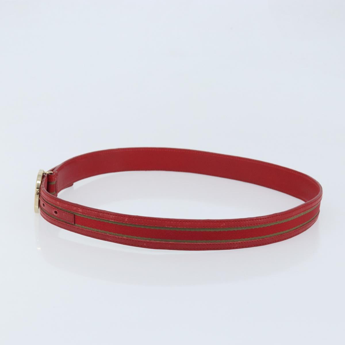 GUCCI Belt Leather 39.4"" Red Gold Auth BAZ292