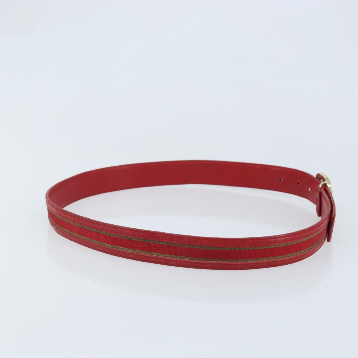 GUCCI Belt Leather 39.4"" Red Gold Auth BAZ292