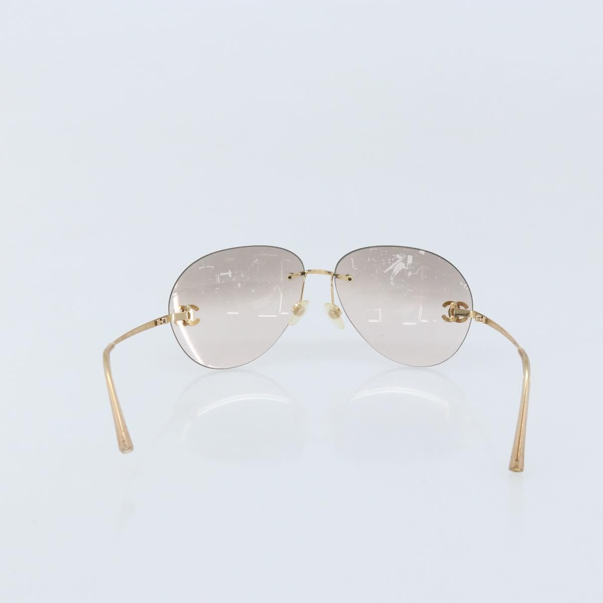 CHANEL Sunglasses metal Gold CC Auth BAZ294