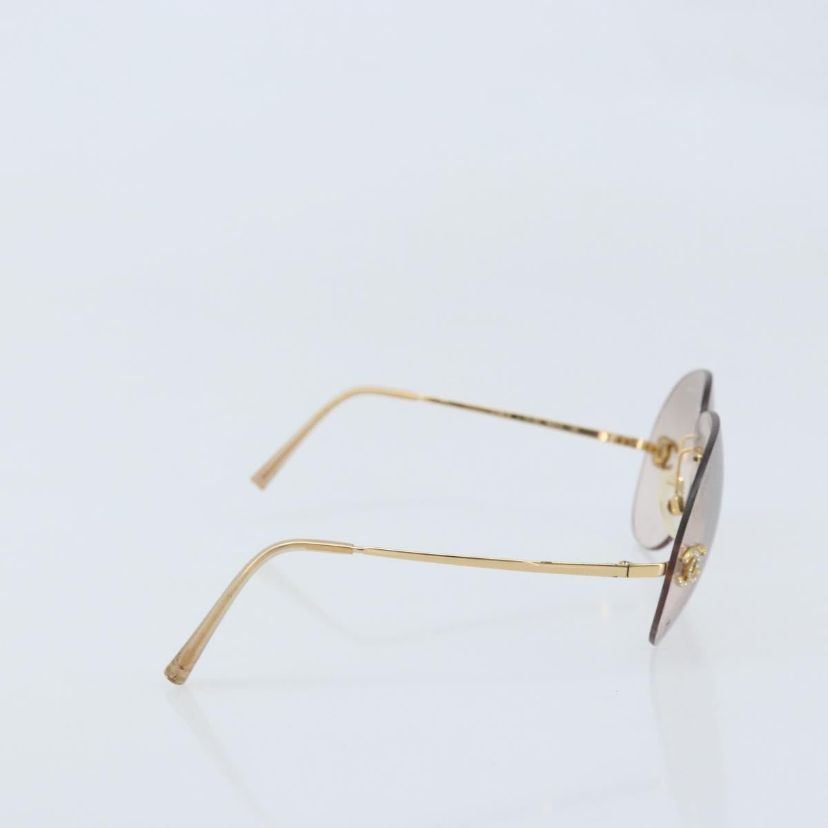 CHANEL Sunglasses metal Gold CC Auth BAZ294