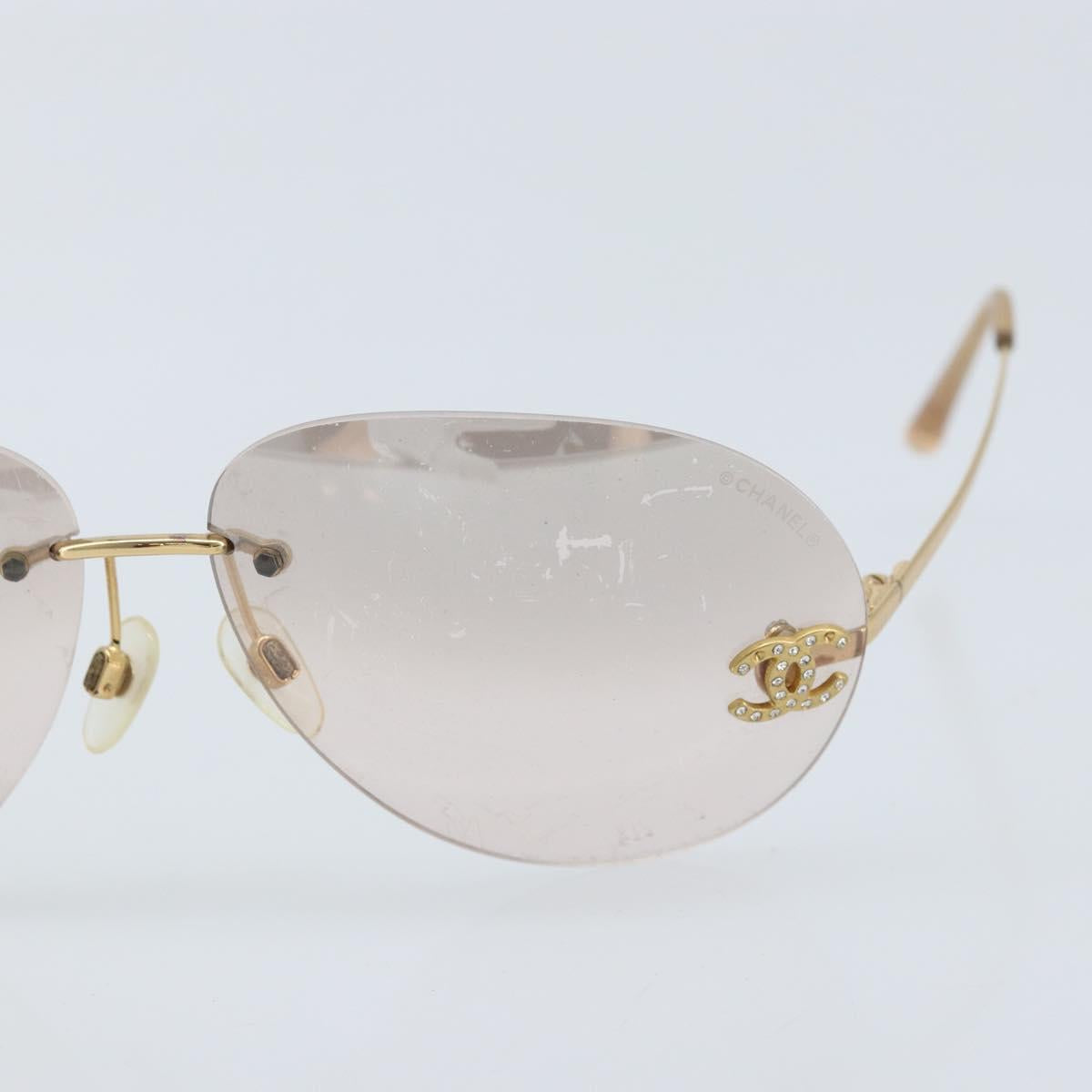 CHANEL Sunglasses metal Gold CC Auth BAZ294