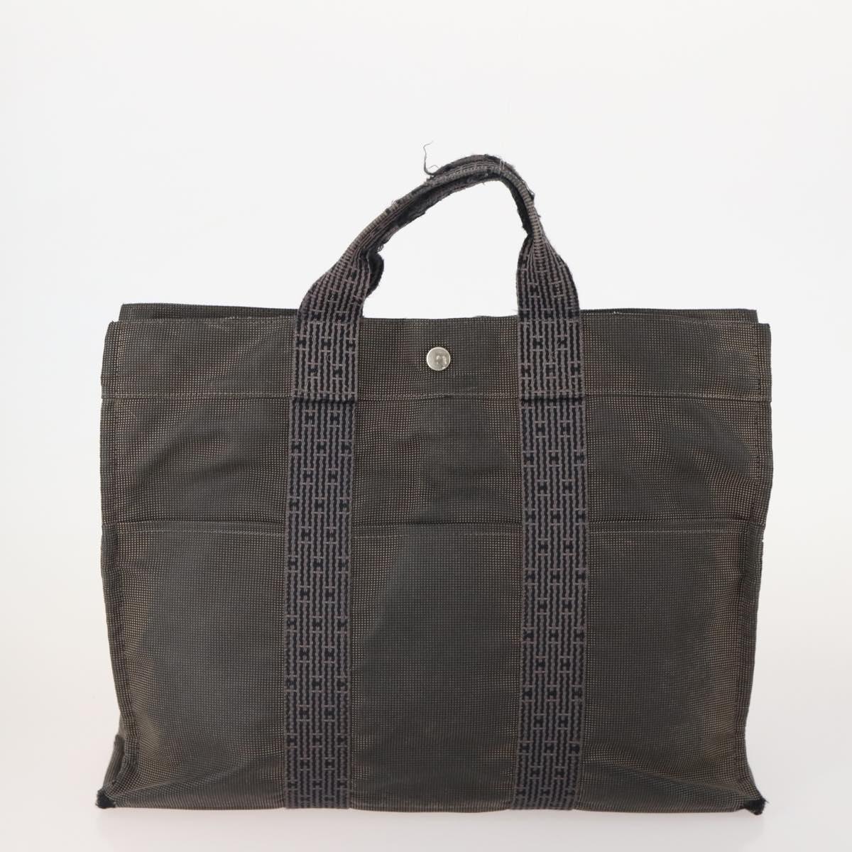 Burberrys Hermes Nova Check Hand Bag Canvas nylon 4 Set Beige Gray Auth BAZ311