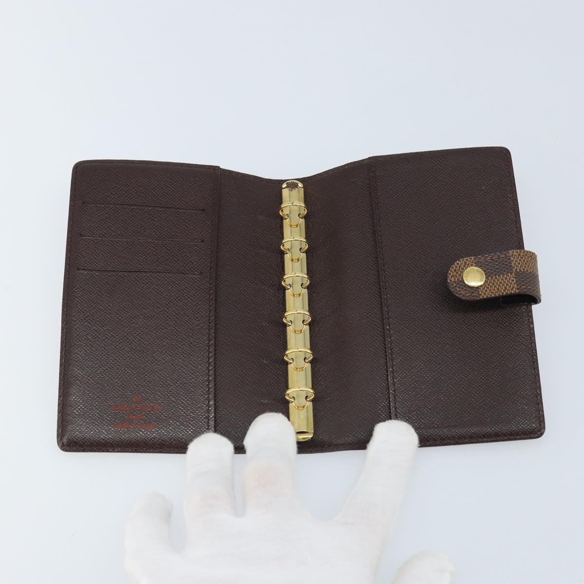 LOUIS VUITTON Damier Ebene Agenda PM Day Planner Cover R20700 LV Auth BAZ312