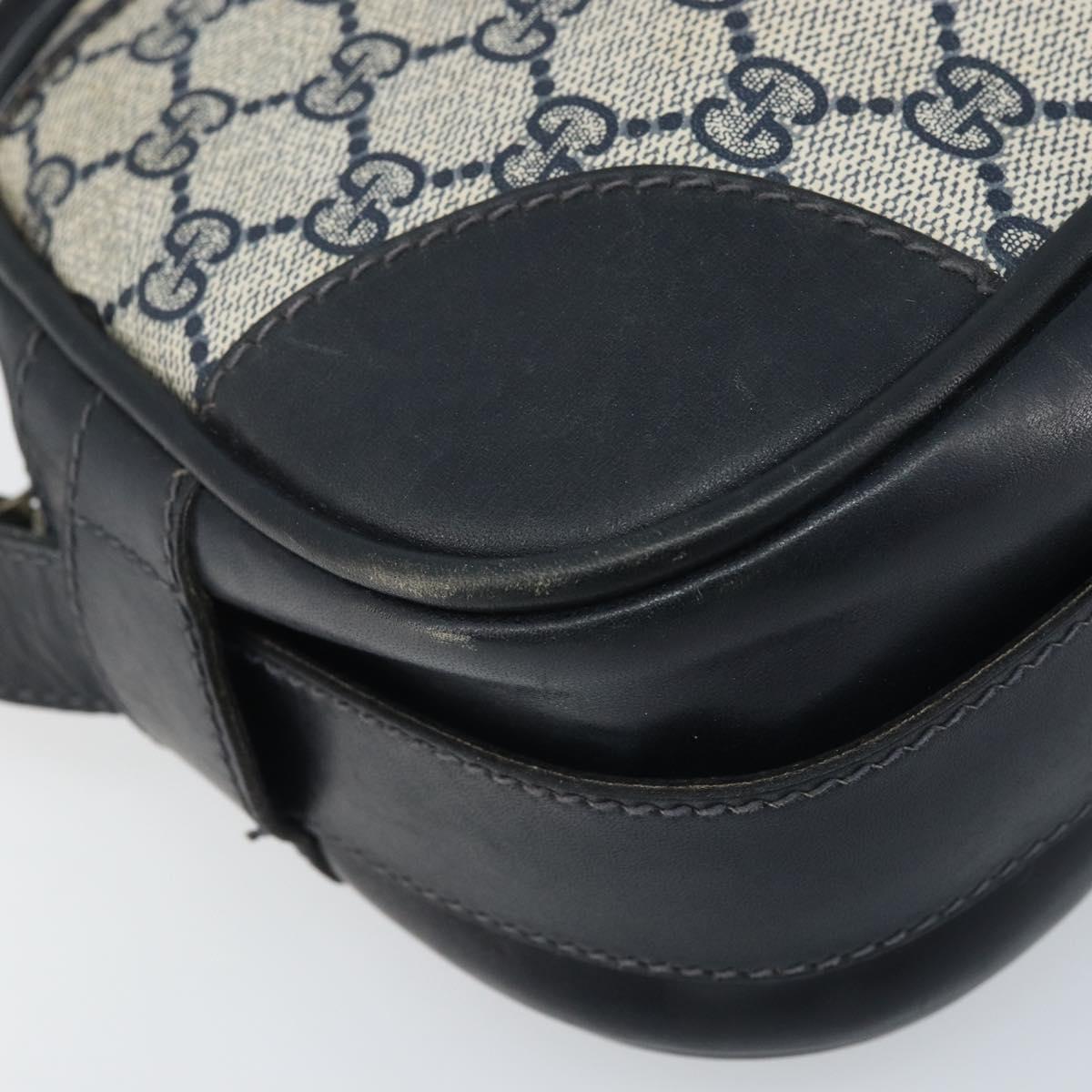GUCCI GG Supreme Sherry Line Shoulder Bag PVC Navy Gold Auth BAZ417