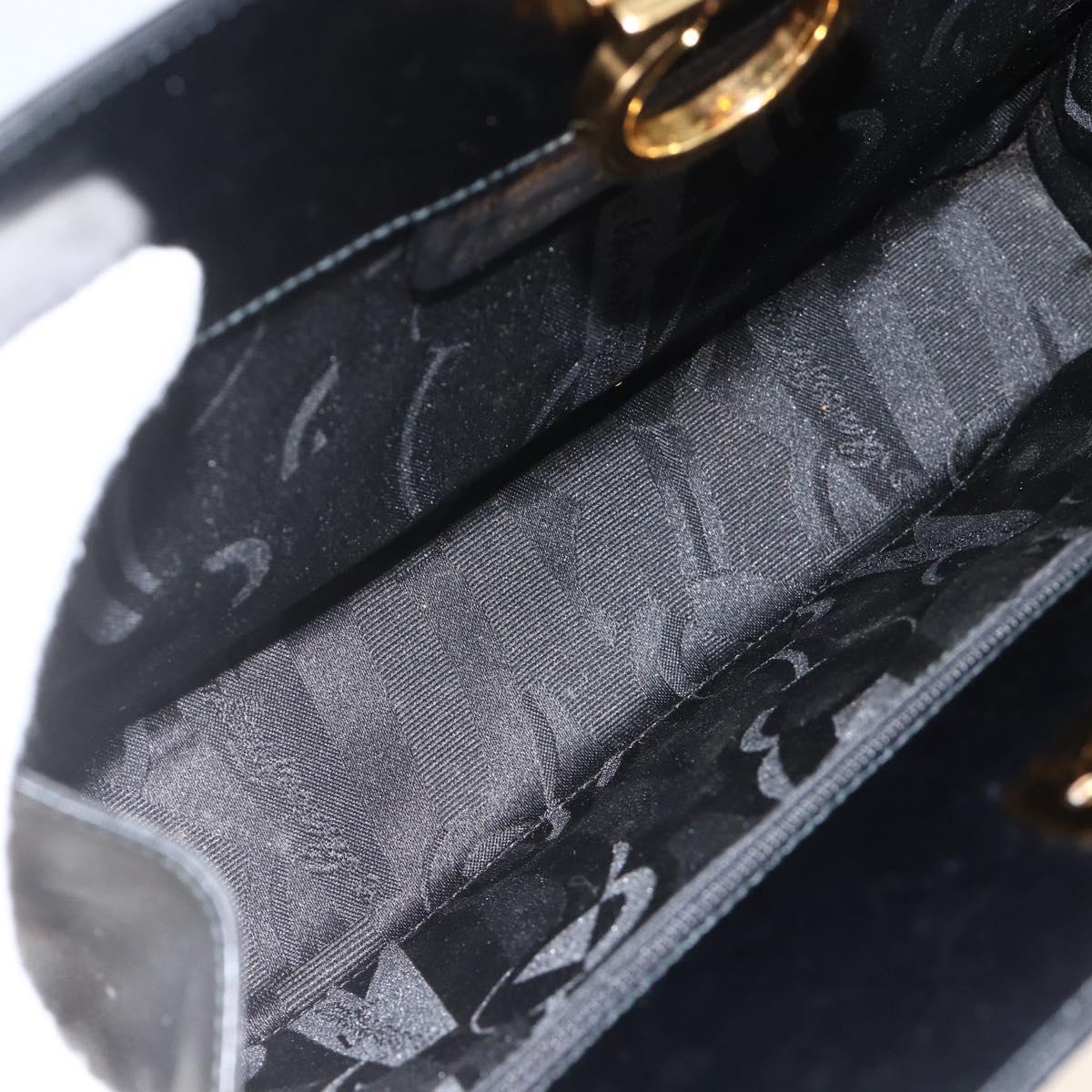 Salvatore Ferragamo Gancini Chain Shoulder Bag Leather Black Gold Auth BAZ418