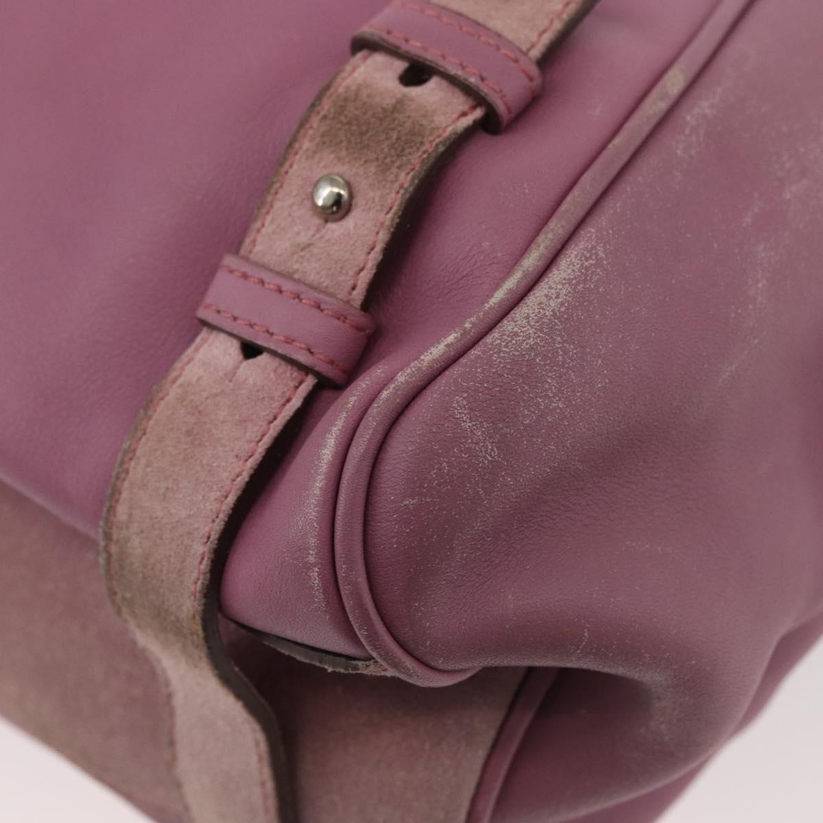 Salvatore Ferragamo Gancini Tote Bag Leather Pink Silver Auth BAZ427
