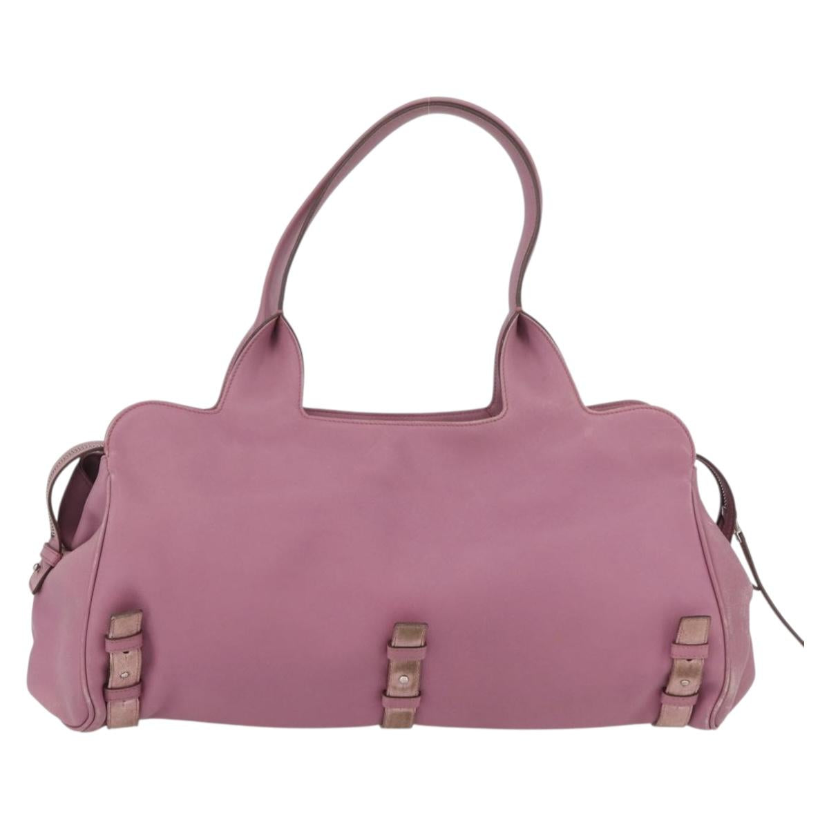 Salvatore Ferragamo Gancini Tote Bag Leather Pink Silver Auth BAZ427